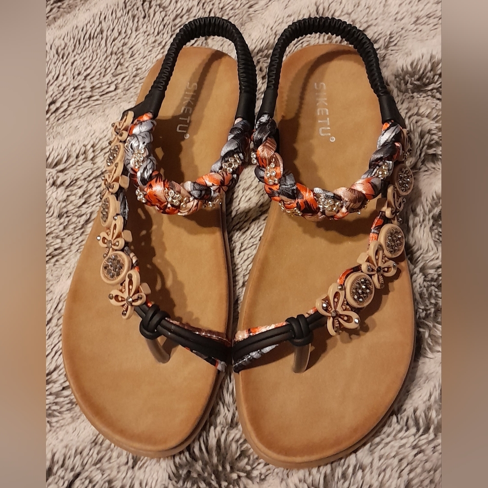 Siketu size 38 or 7.5 in women's US. sandals with cute embellish